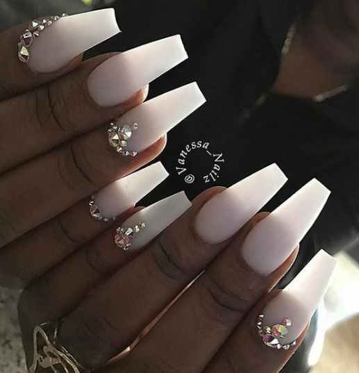 24Pcs White Long Coffin False Nails Glitter Ballet Wearable with French  Design Fake nails Full Press on Nail Ins Nail Tips Art - AliExpress